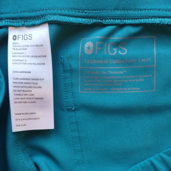 FIGS Zamora Jogger Scrub Pants Teal Color Cargo Pockets Women's Medium-Tall - Picture 8 of 9